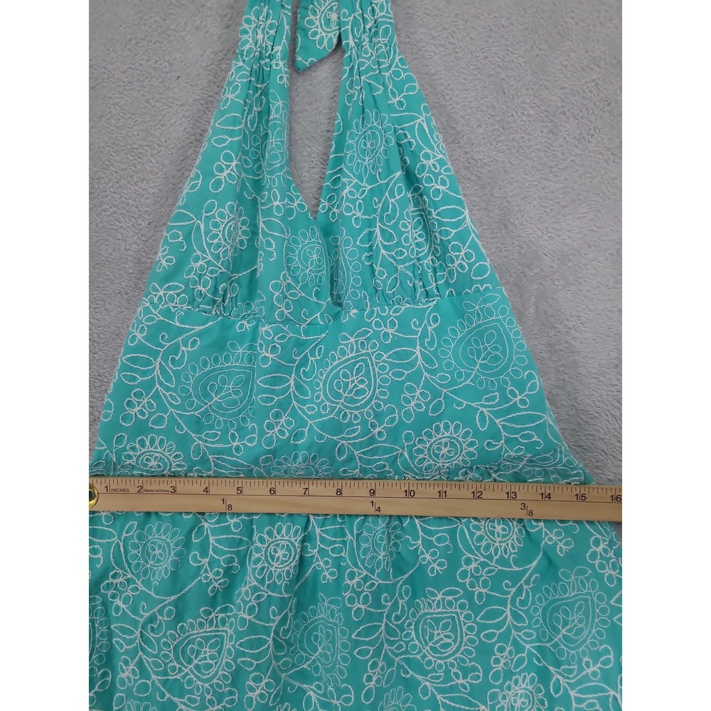 HAROLDS Turquoise White Paisley Embroidered Knee Length Sundress Size 6 - Picture 6 of 9